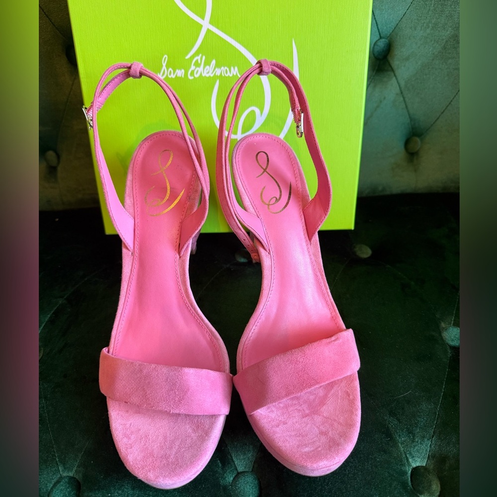 Sam Edelman - Jade - Pink Suede Strappy Stiletto Platform Sandals Size 9.5 NIB